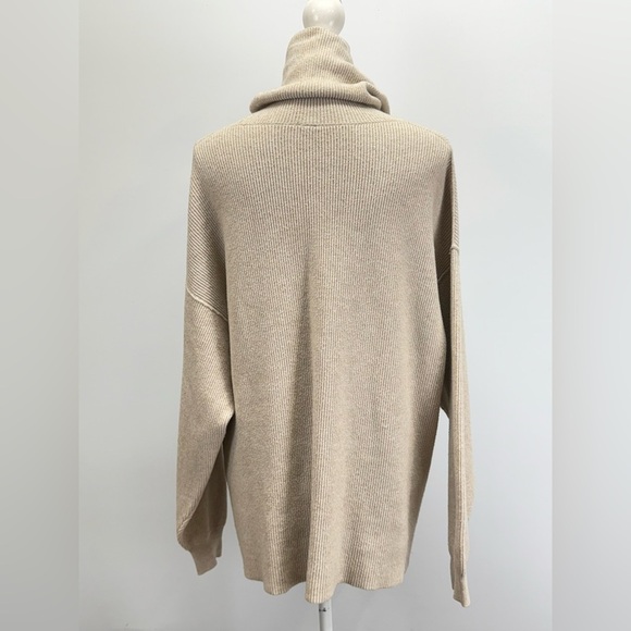 FREE PEOPLE Beige ribbed oversized turtleneck Sweater size M - Picture 6 of 12